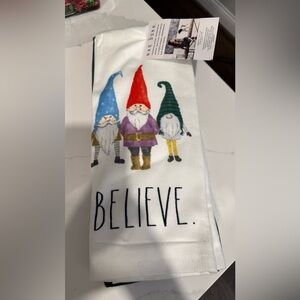 Rae Dunn Believe Gnome Kitchen Towel - Red, Blue, Green